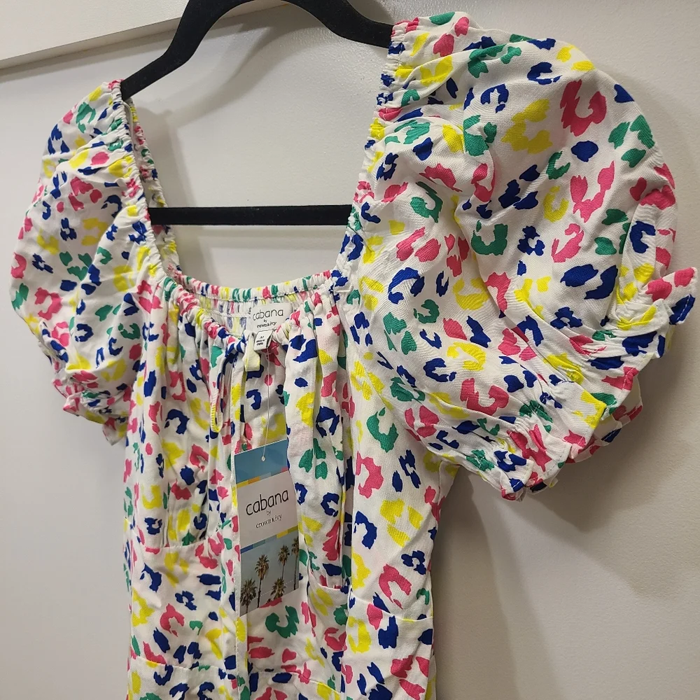 NEW Cabana Crown & Ivy Sz Medium dress multicolored leopard print Lisa FrankNew - Picture 9 of 11